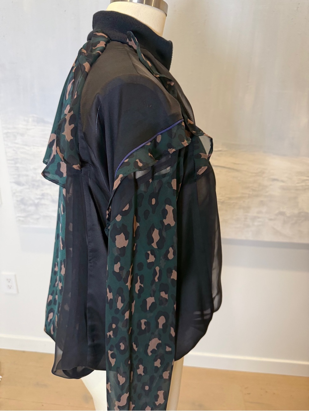 Sacai Green Leopard Print Bomber Jacket - Women - Picture 5 of 11